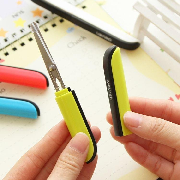 Portable Shears Paper Cutting Folding Safety Mini Stationery Scissors(Green)