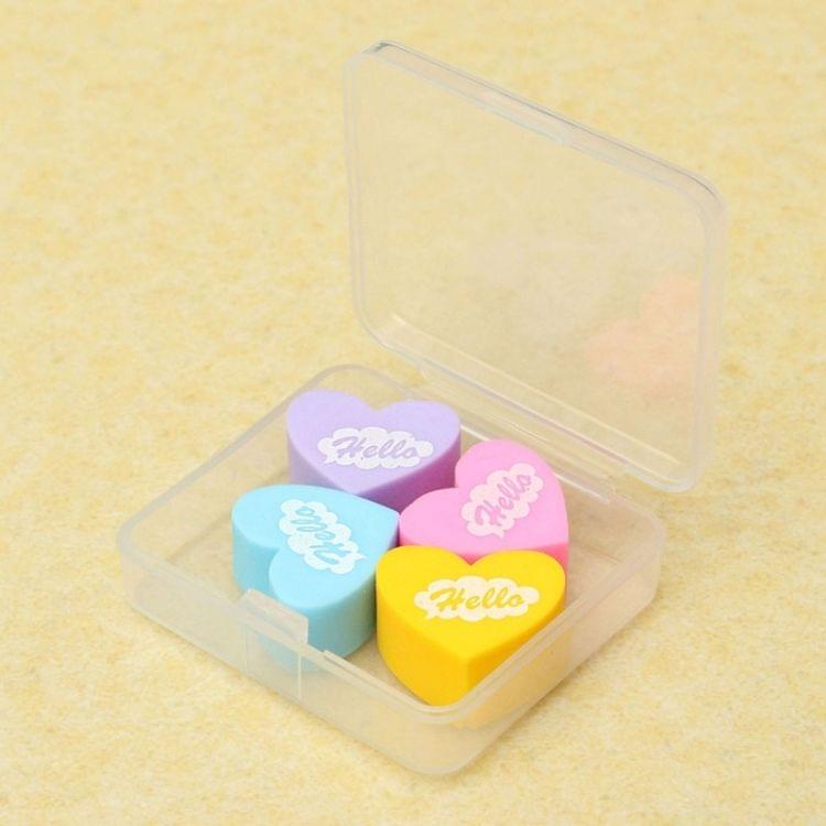 12 PCS Mini Cute Heart Eraser School Supplies Student Stationery Children Gifts