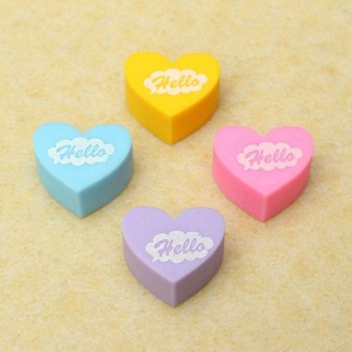 12 PCS Mini Cute Heart Eraser School Supplies Student Stationery Children Gifts