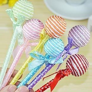 2 PCS Blue Ink Refill Creative Cute Lollipop Style Ball Pen Fashion Small Gifts School Stationery Office Supplies, Random Color Delivery