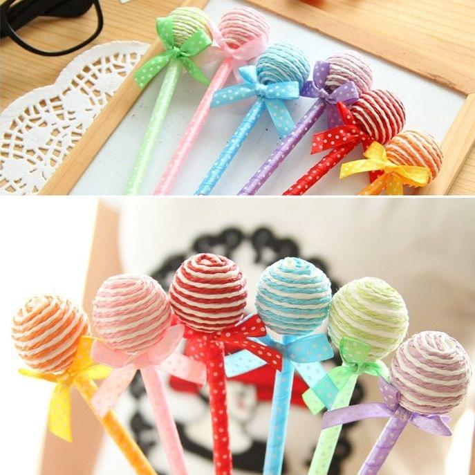 2 PCS Blue Ink Refill Creative Cute Lollipop Style Ball Pen Fashion Small Gifts School Stationery Office Supplies, Random Color Delivery