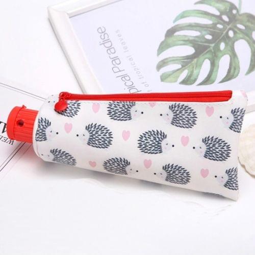 Toothpaste Pencil Case School Pencil Sharpener Pencilcases Stationery Student Zipper Pen Box Leather Pencil Bag(Love hedgehog)