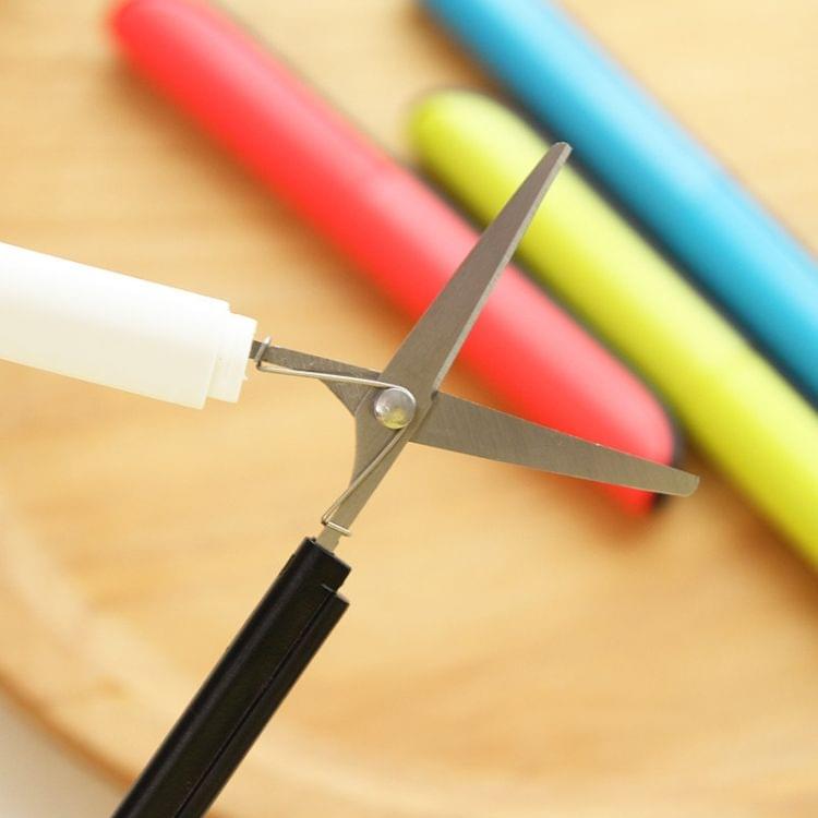 Portable Shears Paper Cutting Folding Safety Mini Stationery Scissors(Red)