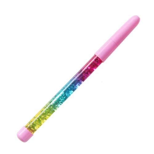 Cute Fairy Stick Drift Sand Glitter Crystal Pen Rainbow Color Creative Ball Pen Kids Gift(Pink fairy pen)