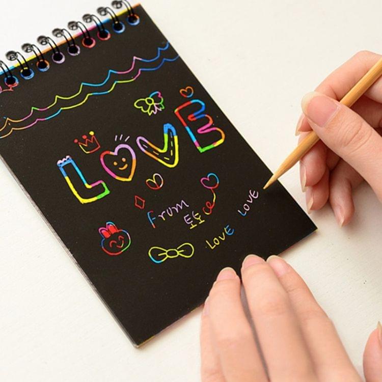 3 PCS Colorful Paper Creative DIY Children Educational Toys Scratch with Wood Pen(Color random)