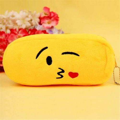 3 PCS Kawaii Velvet Cute Creative Expression Emoji Student Cosmetic Pen Bag Pencil Case Organizer Pouch School Supplies(6)