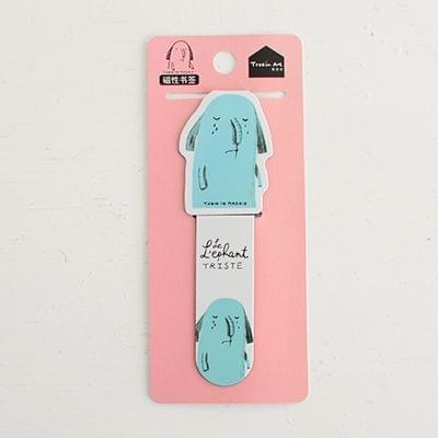 Cute Magnetic Bookmarks Paper Clip Fridge Stickers School Office Supply(Blue elephant)