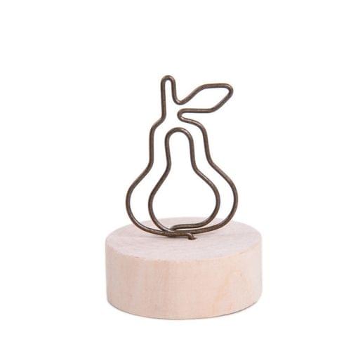 Creative Round Wooden Iron Photo Clip Memo Name Card Pendant Furnishing Articles Picture Frame(Pear)