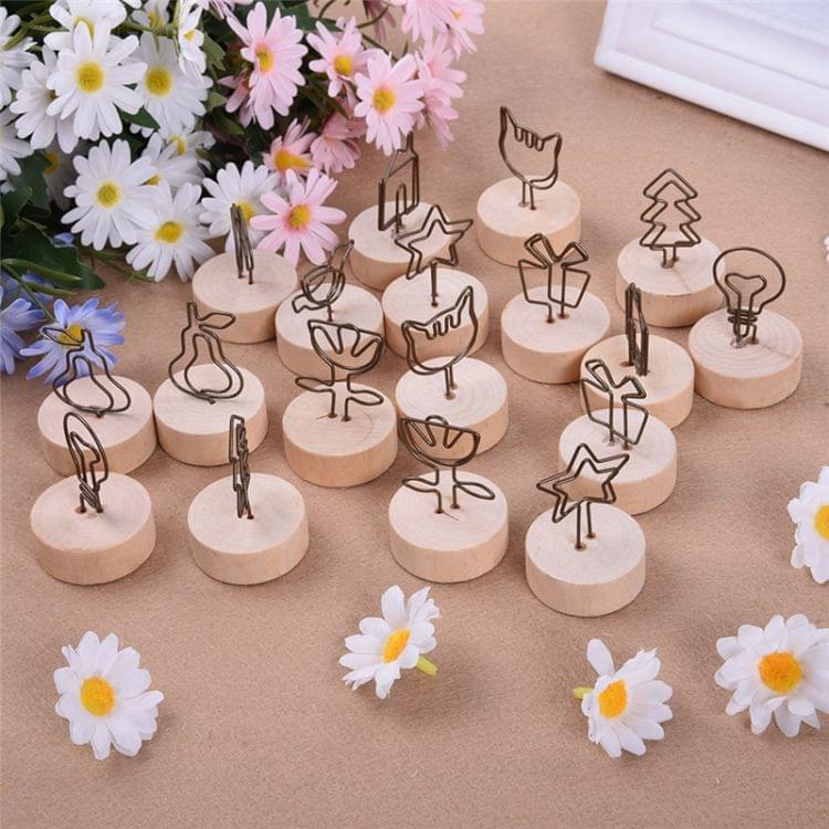 Creative Round Wooden Iron Photo Clip Memo Name Card Pendant Furnishing Articles Picture Frame(Pear)
