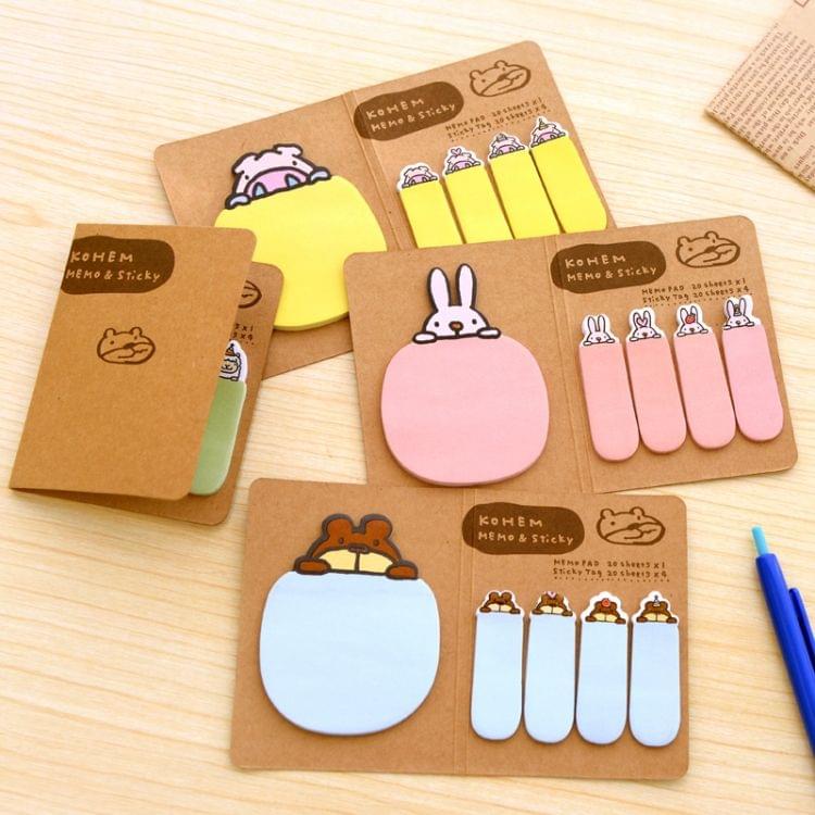 Cute Animal Stationery Memo Paper Sticker Bookmark, Size: 14 x 9cm(Pink)