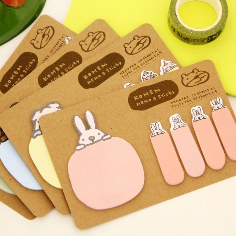 Cute Animal Stationery Memo Paper Sticker Bookmark, Size: 14 x 9cm(Pink)