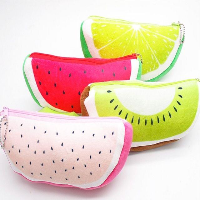 Creative Cute Kawaii Plush Fruits Pencil Case Fruit Pencil Bag(Watermelon)