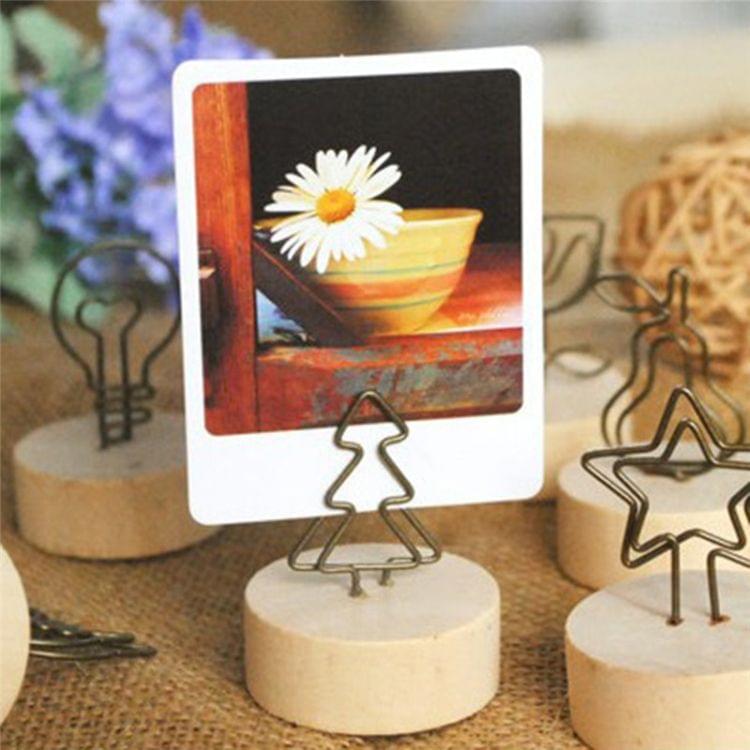 Creative Round Wooden Iron Photo Clip Memo Name Card Pendant Furnishing Articles Picture Frame(Tree)