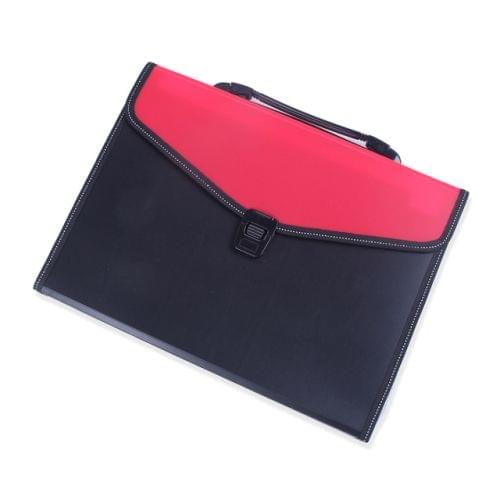 Portable 12-Layer File Pocket A4 Expanding File Classified Folder PP Storage Clip Ticket Package(Red)
