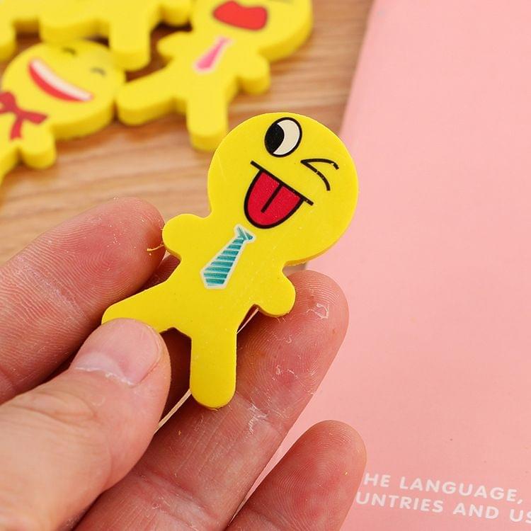 A279 20 PCS Creative Cartoon Smile Doll Expression Eraser School Supplies Student Stationery Gift