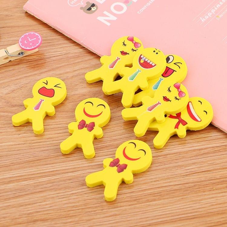 A279 20 PCS Creative Cartoon Smile Doll Expression Eraser School Supplies Student Stationery Gift