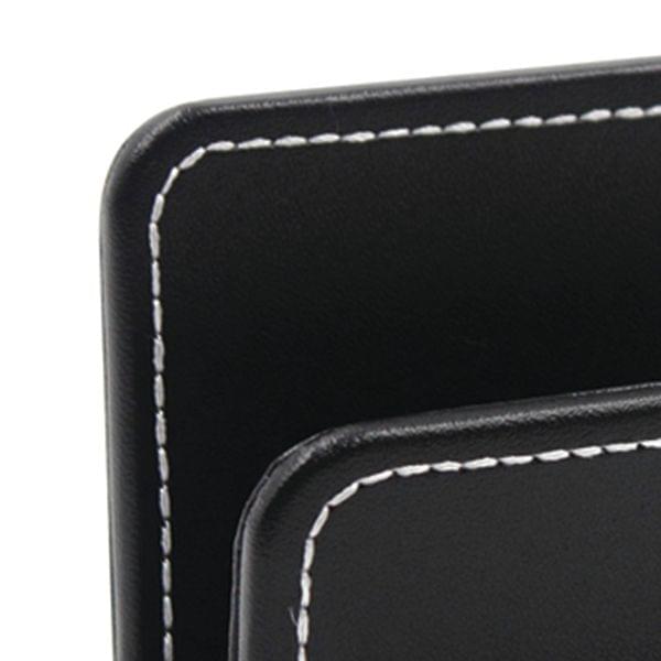 2 Blocks Office Stationery Leather Name Card Holder Stationery Bussiness  Office Home Card Holder(Black)