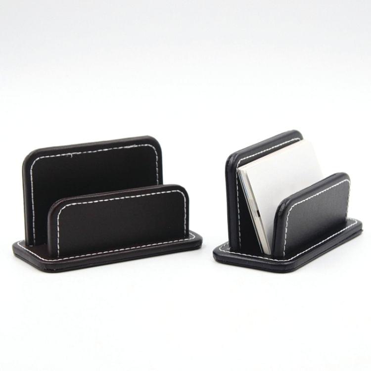 2 Blocks Office Stationery Leather Name Card Holder Stationery Bussiness  Office Home Card Holder(Black)
