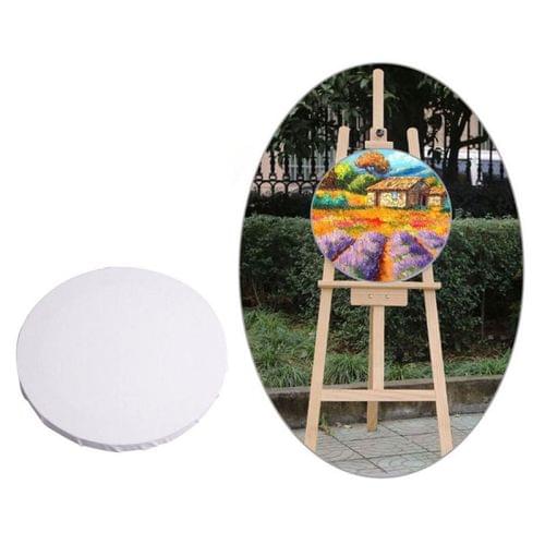 White Panel Round Canvas Board Wooden Frame Painting