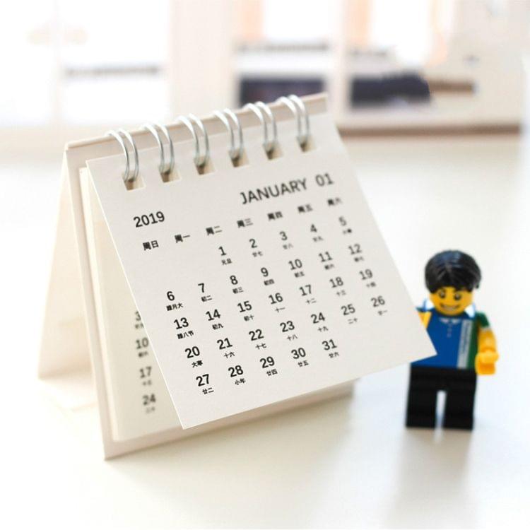 6 PCS Simple Lovely Mini Table Calendars Vintage Paper Desk Calendar(White)