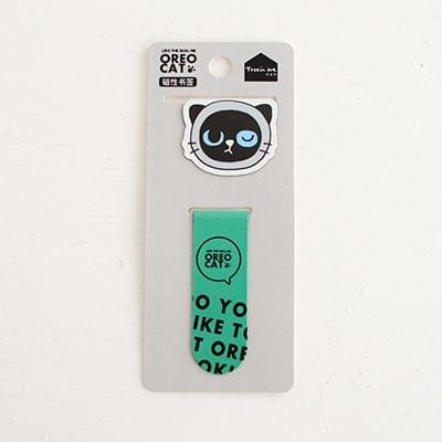 Cute Magnetic Bookmarks Paper Clip Fridge Stickers School Office Supply(Green cat)