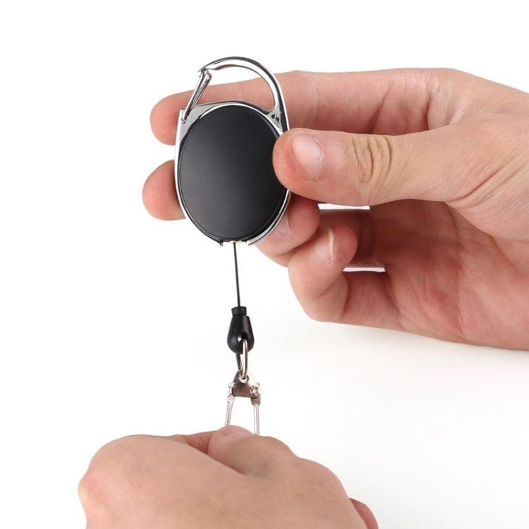 2 PCS Retractable Pull Badge Reel Zinc Alloy ABS ID Lanyard Name Tag Card Badge Key Ring Chain Clips