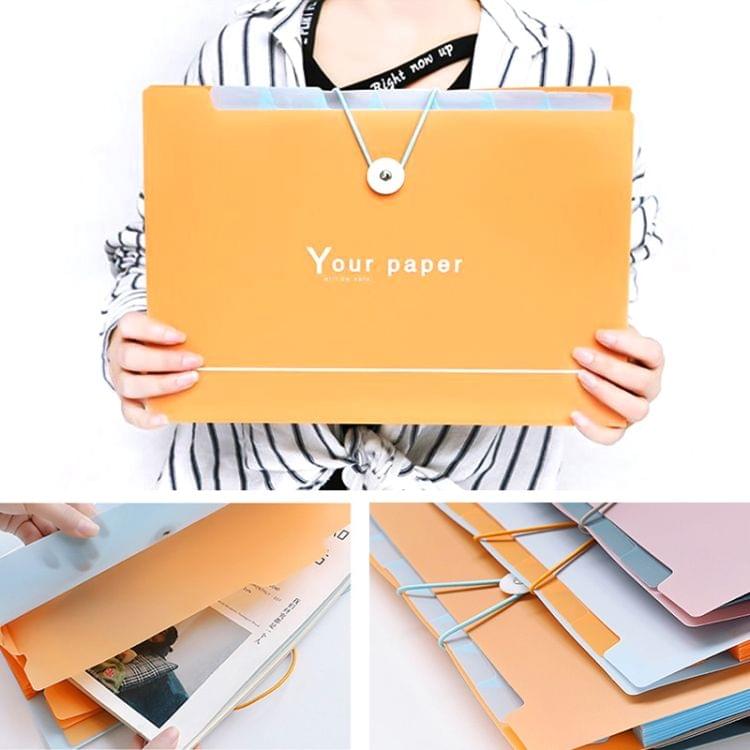 School Stationery Office Supplies Simple Contracted Multilayer Buckles Folder Paper Storage Document Folder 8 pages,Random Color Delivery