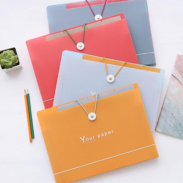 School Stationery Office Supplies Simple Contracted Multilayer Buckles Folder Paper Storage Document Folder 8 pages,Random Color Delivery