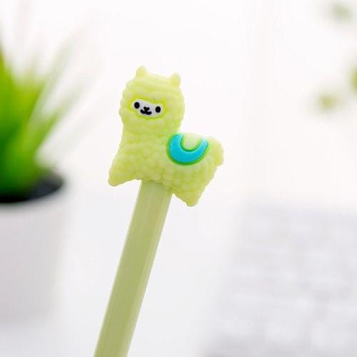 4 PCS Gel Pens Cartoon Creative Alpaca Shape Student Signature Pen(Green)