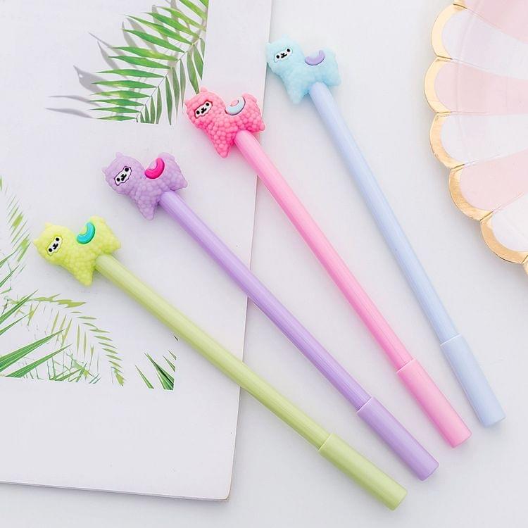 4 PCS Gel Pens Cartoon Creative Alpaca Shape Student Signature Pen(Green)