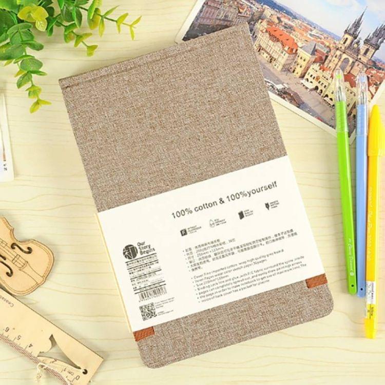 2 PCS A5 Cotton Cloth Watercolor Blank Notepad Child Painting Sketch Doodle Notebook, Size:A5(Light Brown)