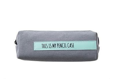 Creative School Pencil Case Simple Solid Color Large Pen Bag(Grey-blue stripe)