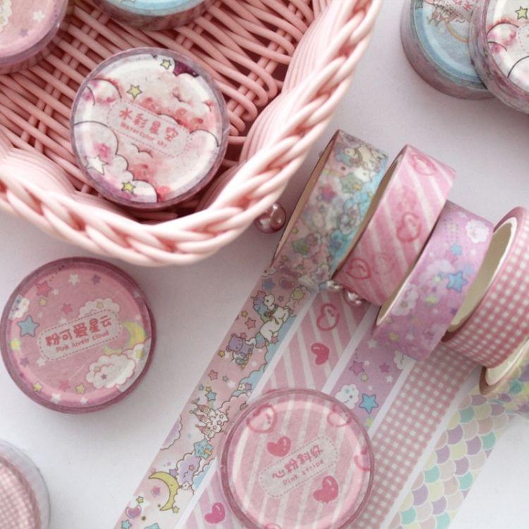 2 PCS 1.5cm Wide Cartoon DIY Scrapbooking Sticker Label Masking Tape