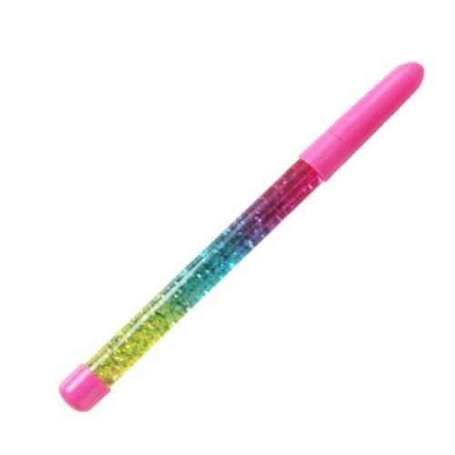 Cute Fairy Stick Drift Sand Glitter Crystal Pen Rainbow Color Creative Ball Pen Kids Gift( Rose red fairy pen)