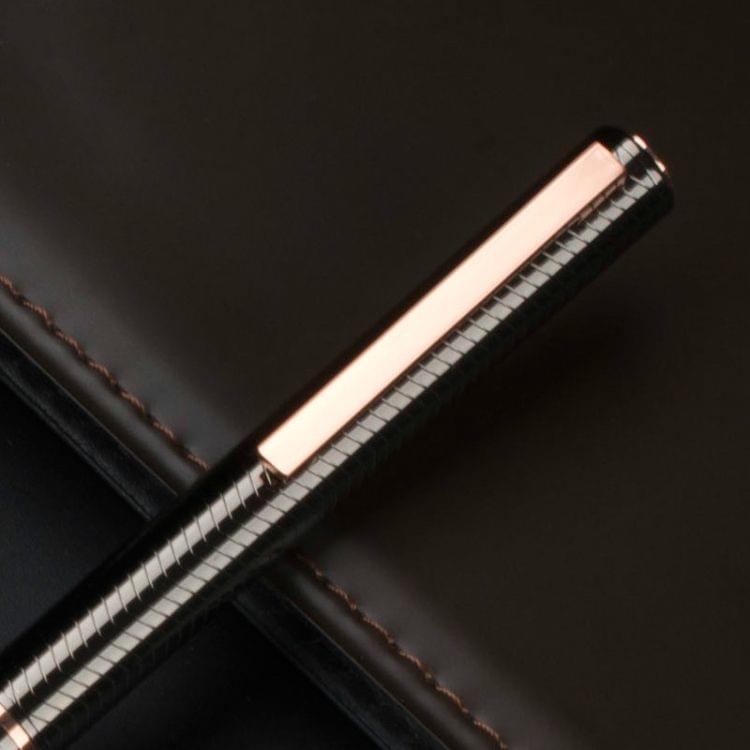 2 PCS Luxury 163 Series Wave Cover Ballpoint Pen Stationery Office School Supplies Writing Pens(Silver w)