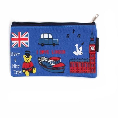 Kawaii I Love London Soldier Pattern Oxford Pencil Case Box File Case Storage Student Stationery School Office Supply Gift(Blue)