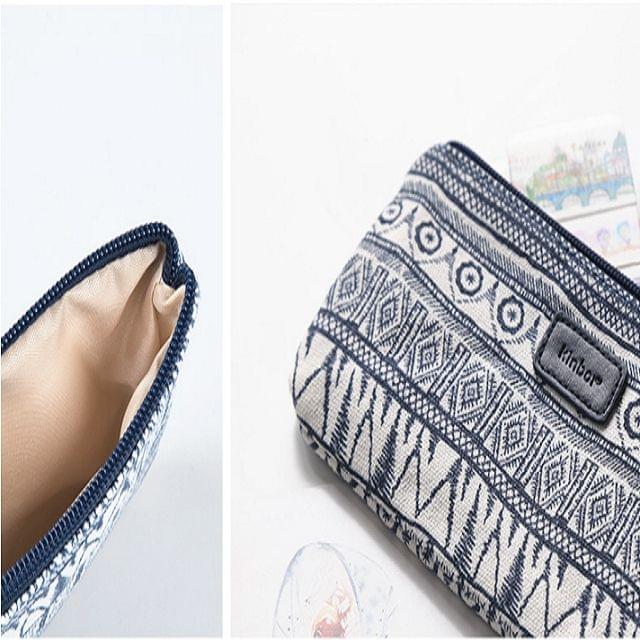 Ethnic Style Vintage Pencil Case School Supplies Stationery Pencilcase Cute Pencil Box Pencil Bag(Azure pencil case)