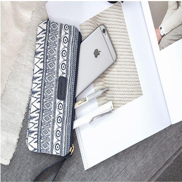 Ethnic Style Vintage Pencil Case School Supplies Stationery Pencilcase Cute Pencil Box Pencil Bag(Azure pencil case)