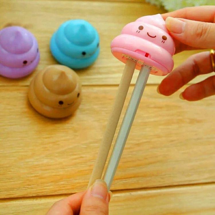 Double Hole Stationery Cute Pencil Sharpeners Funny Emoji Poop Student Kids Gift School Supplies, Random Color