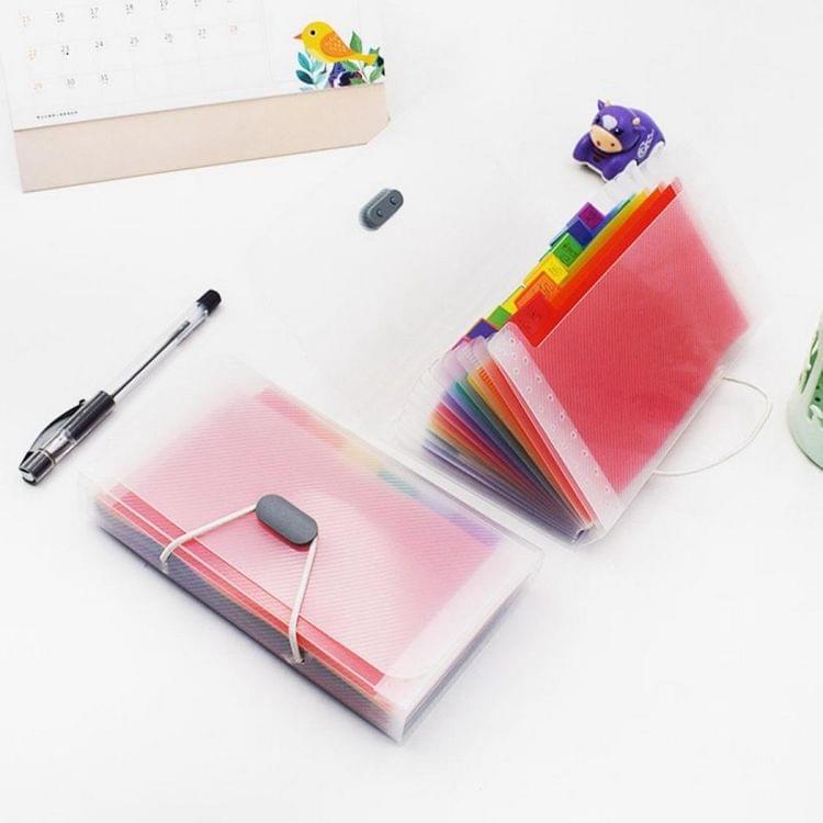 13 Grid Expanding File Folder A6 Document Buckle Lanyard Bag Multicolor Expanding File(Multicolor Lanyard)