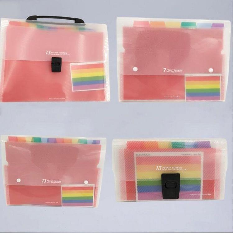 13 Grid Expanding File Folder A6 Document Buckle Lanyard Bag Multicolor Expanding File(Multicolor Lanyard)