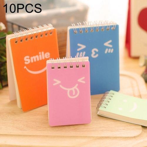 10 PCS Smiling Face Print Binder Ring Coil Memo Pad Notes Ruled Notepads School Office Supply, Random Style Delivery