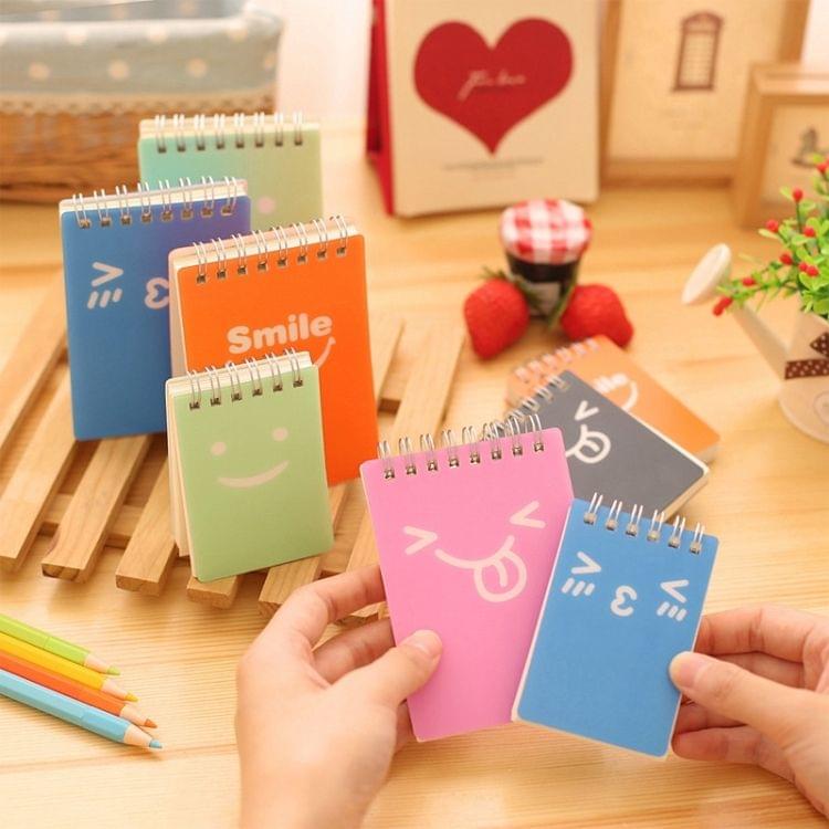 10 PCS Smiling Face Print Binder Ring Coil Memo Pad Notes Ruled Notepads School Office Supply, Random Style Delivery