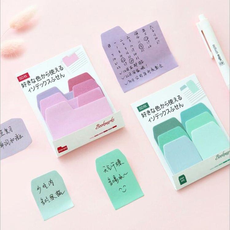 2 PCS Sticky Stickers Color Index Cards Notebooks Paper Pads Memo Notes Paper Stationery(Long purple)