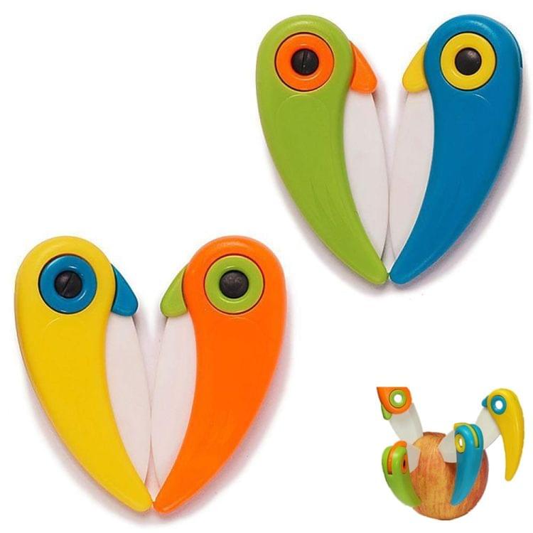 Picnic Lunch Peeler Mini Bird Shape Slicer Fruit Cutlery Pocket Fold Knife Cutter Kitchen Blade(Green)