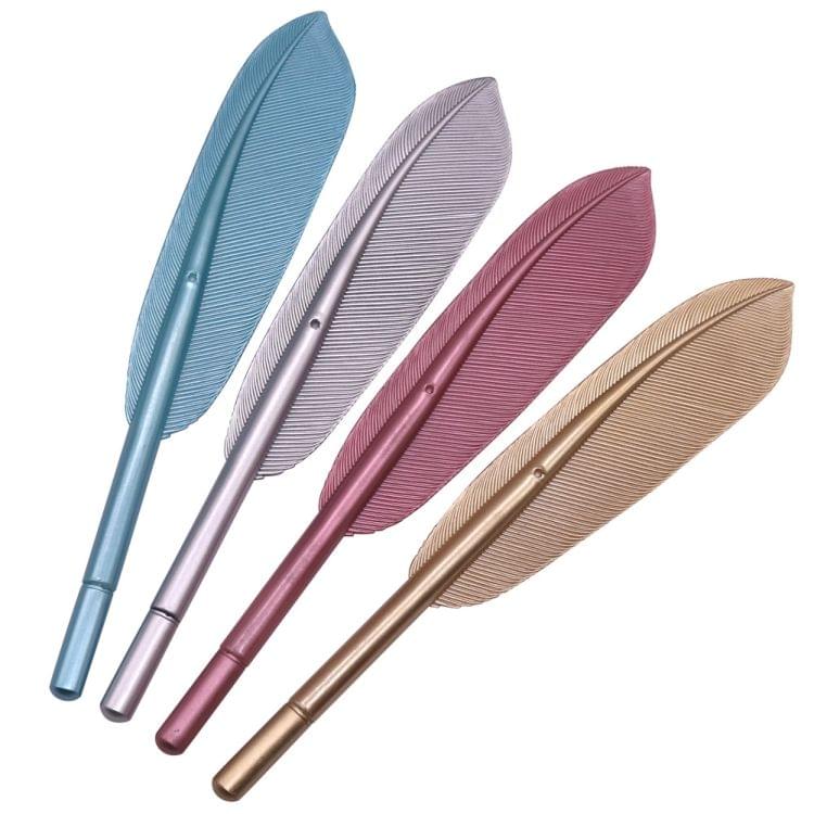 2 PCS Simple Personality Creative Office Signature Feather Pen Plastic Gel Pen(Gold)