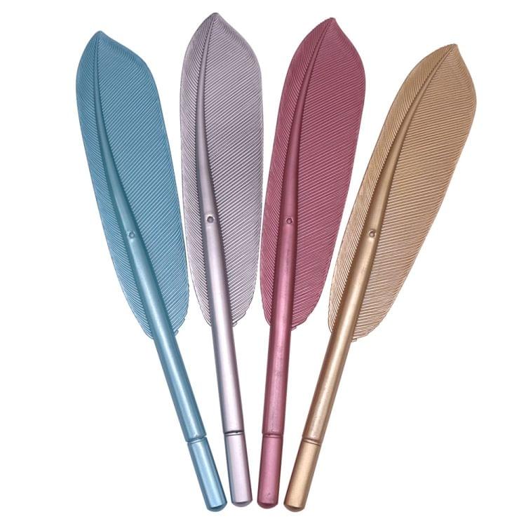 2 PCS Simple Personality Creative Office Signature Feather Pen Plastic Gel Pen(Gold)
