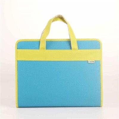 Creative Organ Multi-layer Clip Oxford Cloth A4 Portable Zipper Briefcase(Blue)