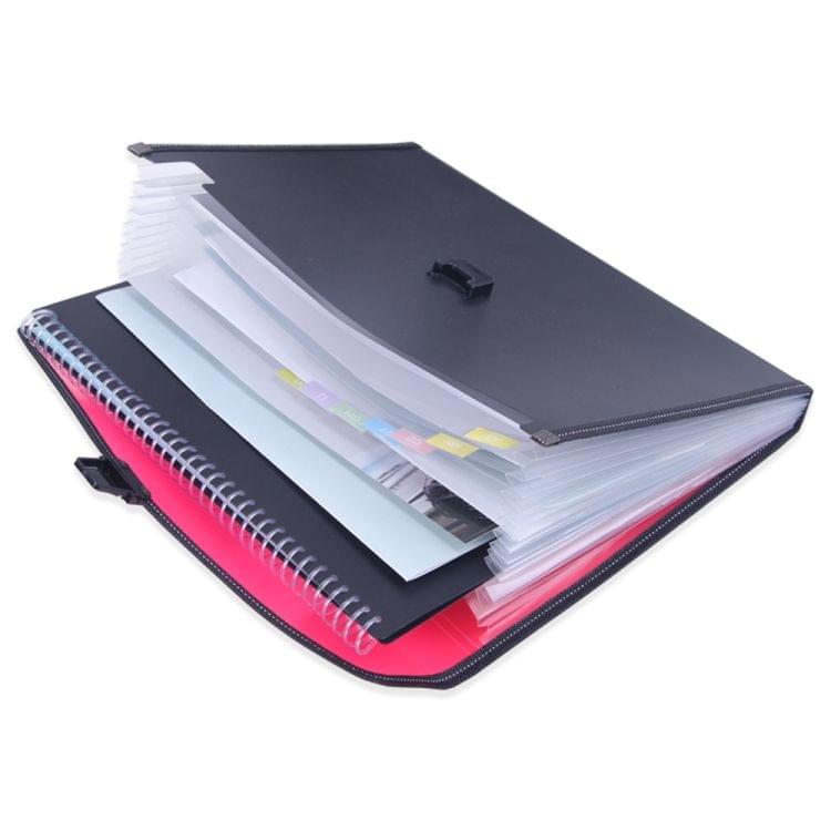 Portable 12-Layer File Pocket A4 Expanding File Classified Folder PP Storage Clip Ticket Package(Green)