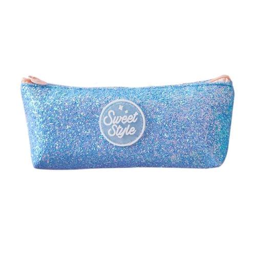 3 PCS Creative Sequins Large Capacity Student Stationery Pencil Case School Supplies Pencil Pen Holders(Blue)